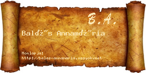 Balás Annamária névjegykártya